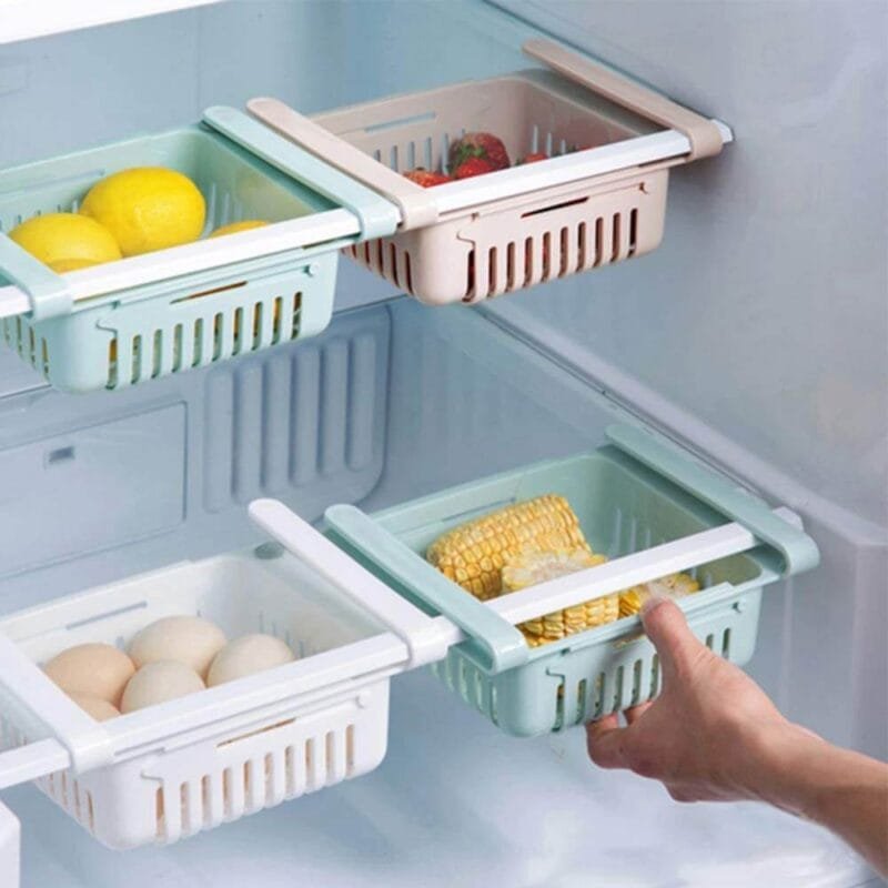 Adjustable Storage Basket For Fridge | Plastic Basket | Stretchable Food Organizer (1 Pc) (Random Color) - Image 3
