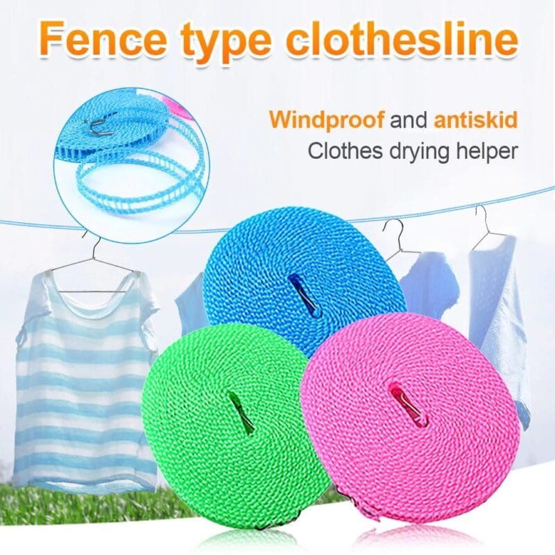 (NW000325) Cloth Hanging Rope Clothesline  / Clothesline Drying Nylon Rope   (Random Colour)