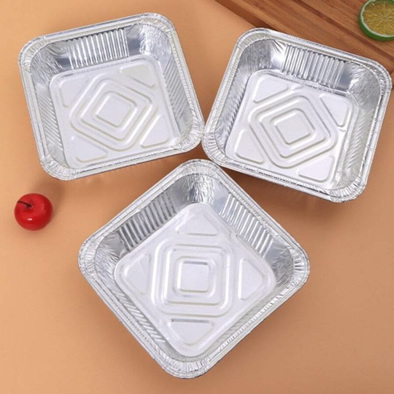 Square Aluminum Foil Food Container | Disposable Aluminium Food Plate Bowl - 10pcs