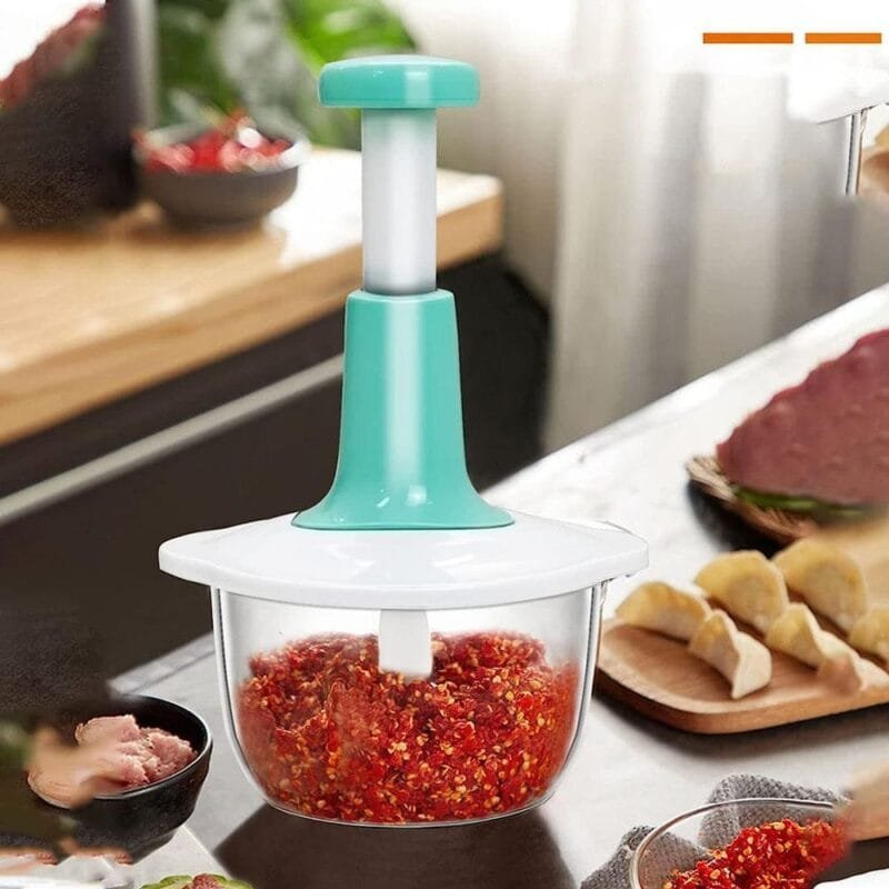 Manual Hand Push Chopper | Multi-functional Vegetable Meat Grinder, Grater, Chopper - 1.5 Liter (Random Color) - Image 3