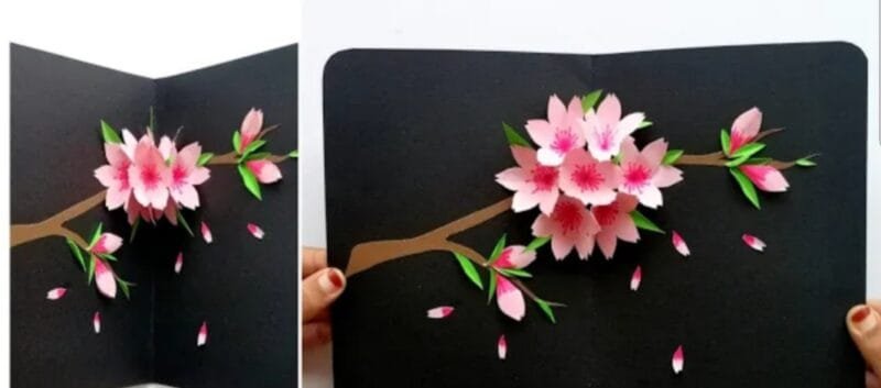 Amazing Pop-up card - Cherry Blossom popup card - Paper craft - DIY paper