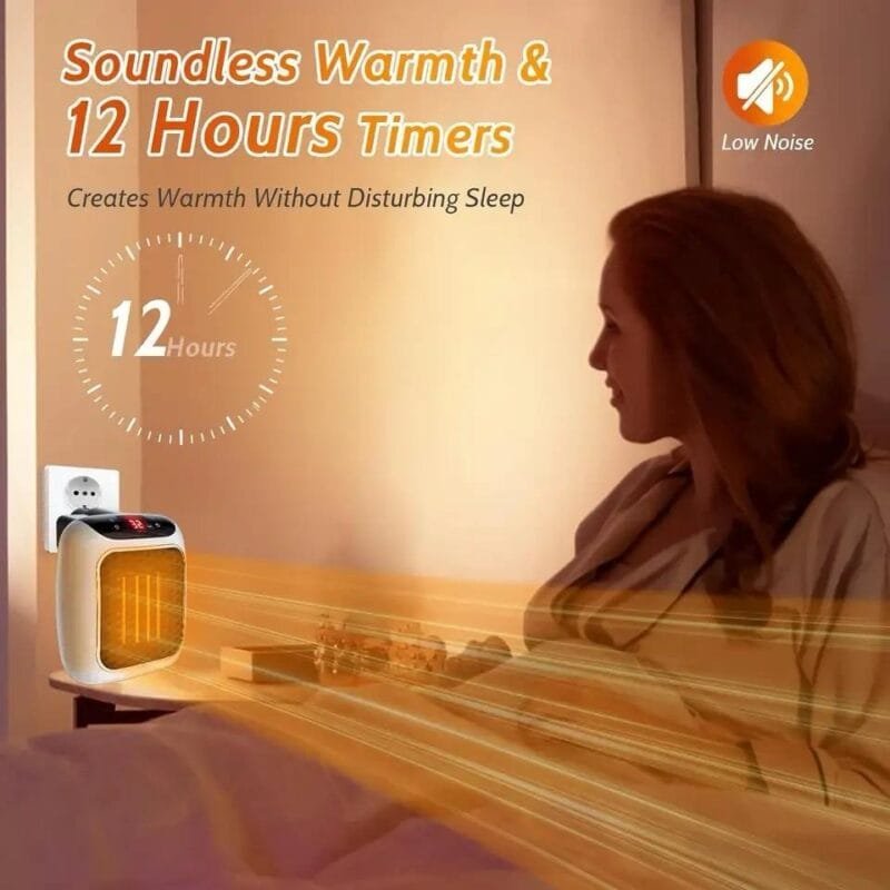 Portable Mini Fan Space Heater Plug-In Electric 800W for Wall Use - Image 3