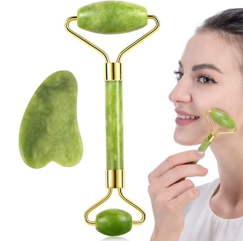 (NW000133) Flawless Jade Roller 2 In 1 Jade Roller & Gua Sha Set plastic