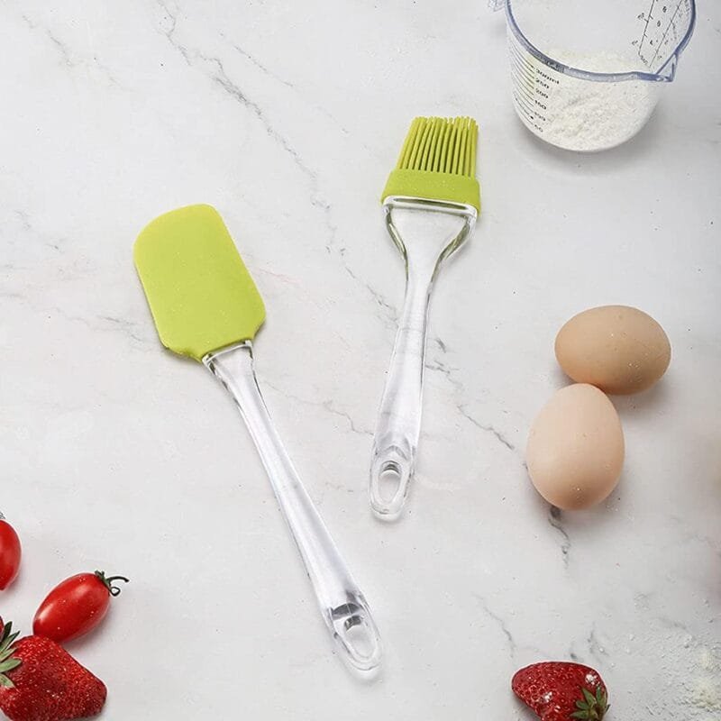 2 Pcs Spatula & Brush Cake Brush BBQ Oil Brush Silicone Scraper Set | Cooking Baking Mix Set Pastry Tools - Image 4