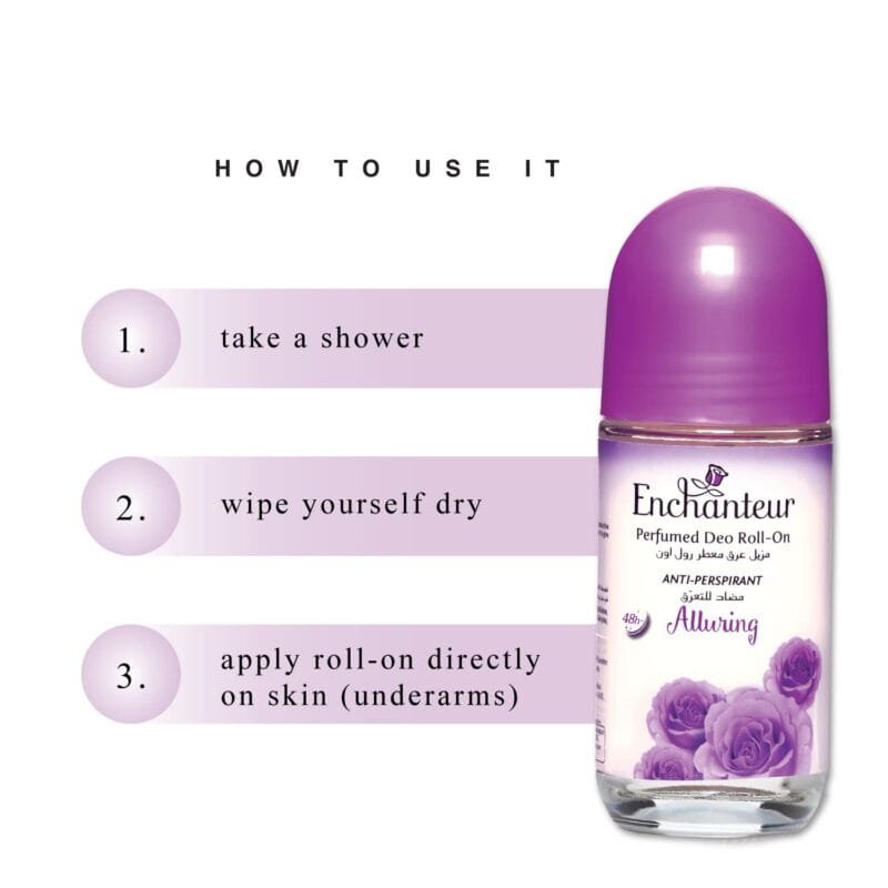 Enchanteur Perfumed Deo Roll On Anti Perspirant Alluring 48H 50Ml - Image 3
