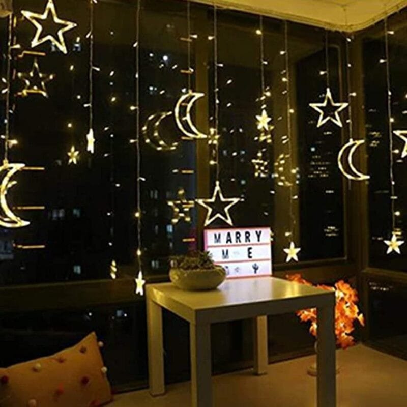 Ramadan Decoration Lights,Star & Moon Curtain Lights( 10ft Curtain Light ) - Image 7