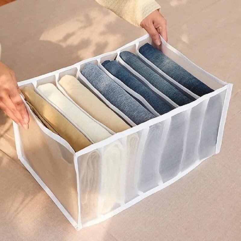 Transparent jeans Organic Washable Wardrobe Clothes Organizer, Jeans Compartment Storage Box, Portable Foldable Closet - Image 3