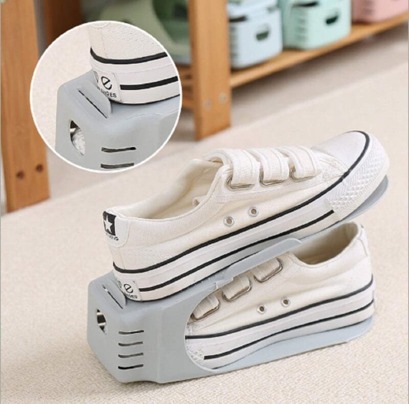 Double Layer Adjustable Shoe Bracket Storage Shoe Rack | 2 In 1 Foldable Shoe Holder Space Saving (Random color) - Image 8