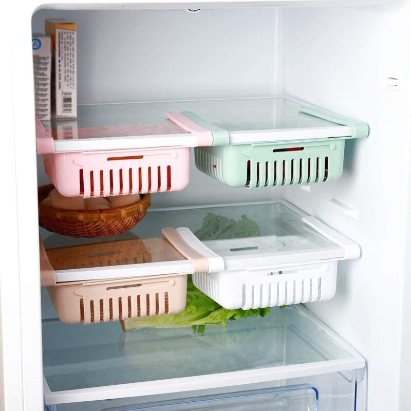 Adjustable Storage Basket For Fridge | Plastic Basket | Stretchable Food Organizer (1 Pc) (Random Color) - Image 4