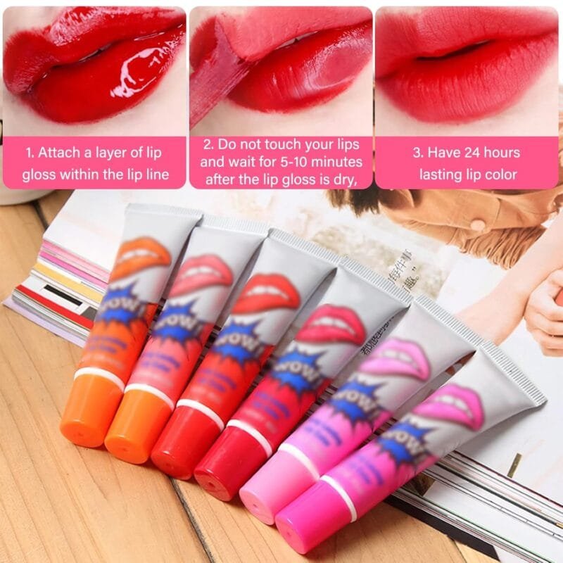 Pack Of 6 High Pigmented Lip Gloss Lipstick Tattoo Peel Off Durable Waterproof Tattoo Lip Gloss Easy Peel Off Lip Gloss - Image 11