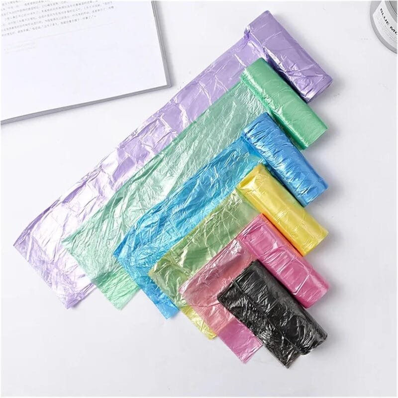 5-Roll Disposable Garbage Bags Waste Trash Can Bags Household Flat Mouth Bin Bag Thickened Cleaning Storage Plastic Bag (Random Color) - Image 3