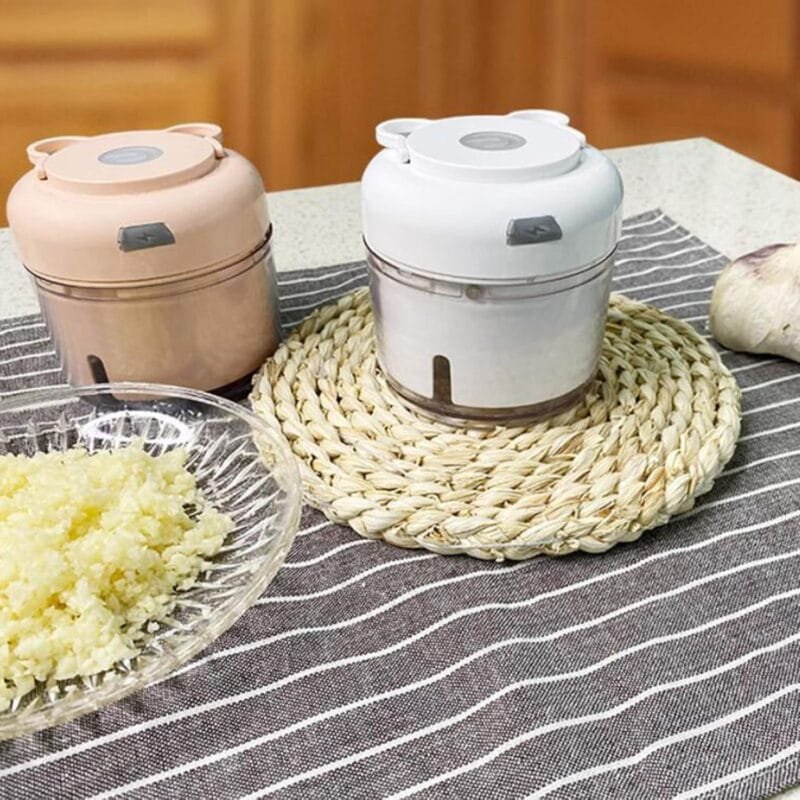 (NW000285) Electric Mini Garlic Chopper, Portable Food Processor Garlic Masher USB Rechargeable for Kitchen Spice Grinder