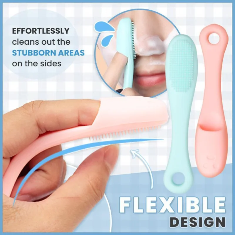 Silicone Facial Finger Nose Brush  Face Cleaner Blackhead Remover (PACK OF 2) (Random color) - Image 4