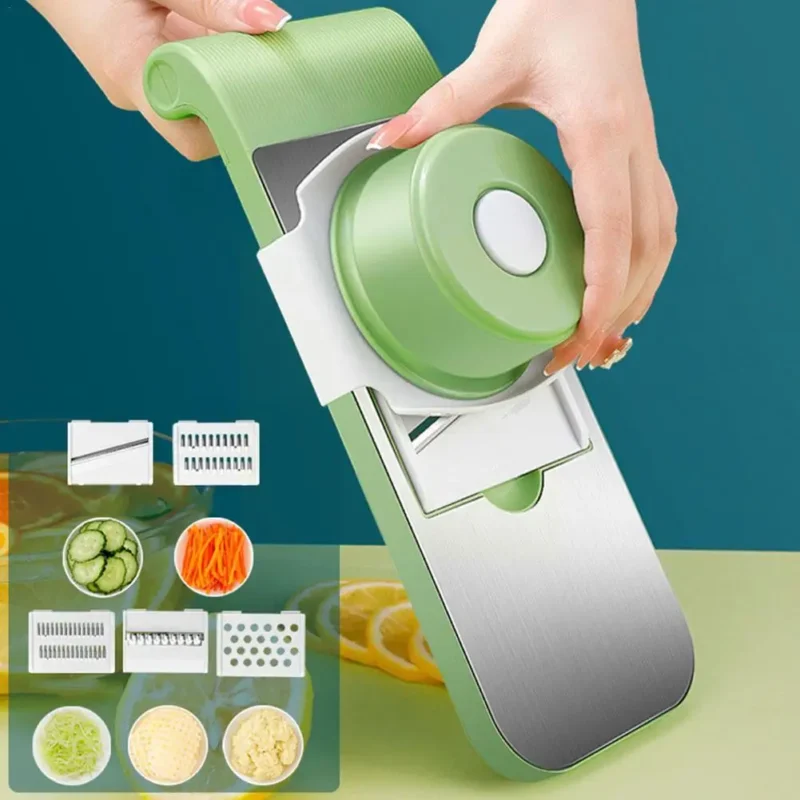 5 in 1 Vegetable Cutter Stainless Steel Multifunctional Grater For Vegetables Slicers Shredders Peeler (random color) - Image 11