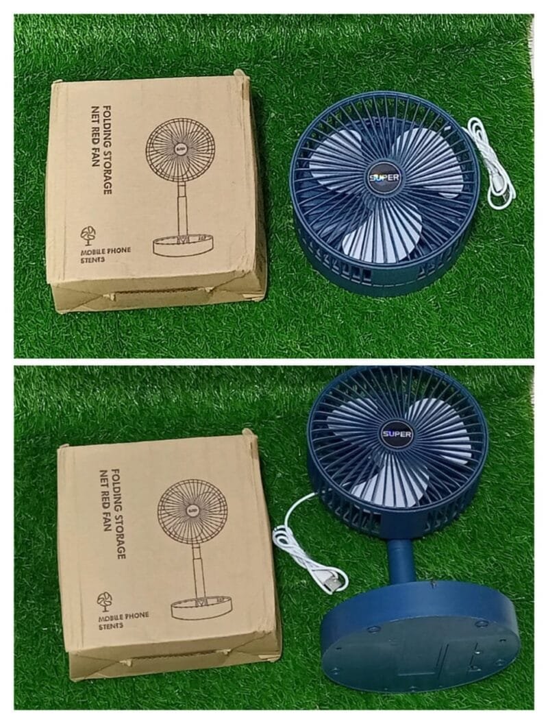 (NW00078) Telescopic Folding Fan Summer Silent Desktop Retractable Fan for Office Bedroom School USB Ventilator (rechargeable) (random color) - Image 2