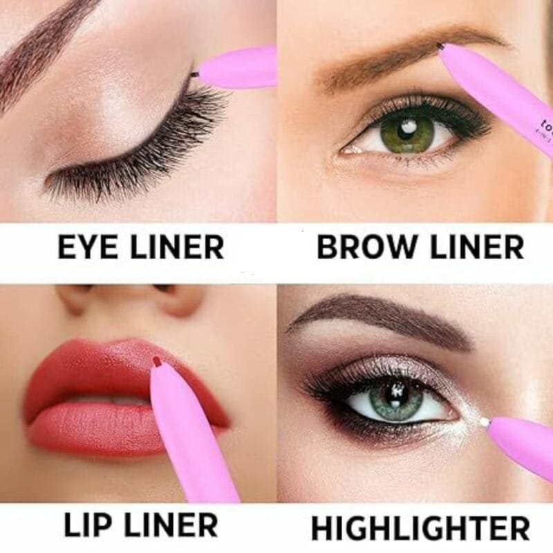 Eye ShadowLiner Combination 4 In 1 Makeup Pen Multifunctional Cosmetics Ballpoint Pens Waterproof Eyeliner Eyebrow Pencil Long lasting Highlighter Stick