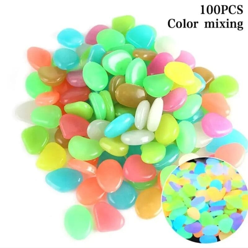 100 Pieces Glow In The Dark Pebbles, Resin Luminous Stones For Landscape, Garden Paths, Potted Plants, Parks, Aquarium Decor (Random color) - Image 10