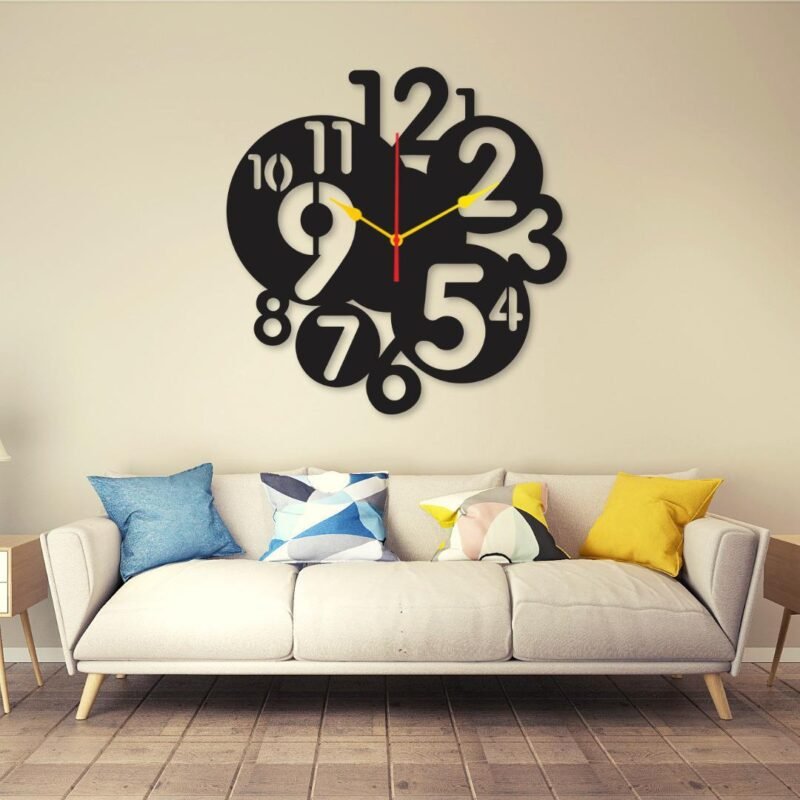 small to big digit  dial 12x12 Wall Clock I Wall clocks for bedroom I Quartz Watch DIY Design  black color