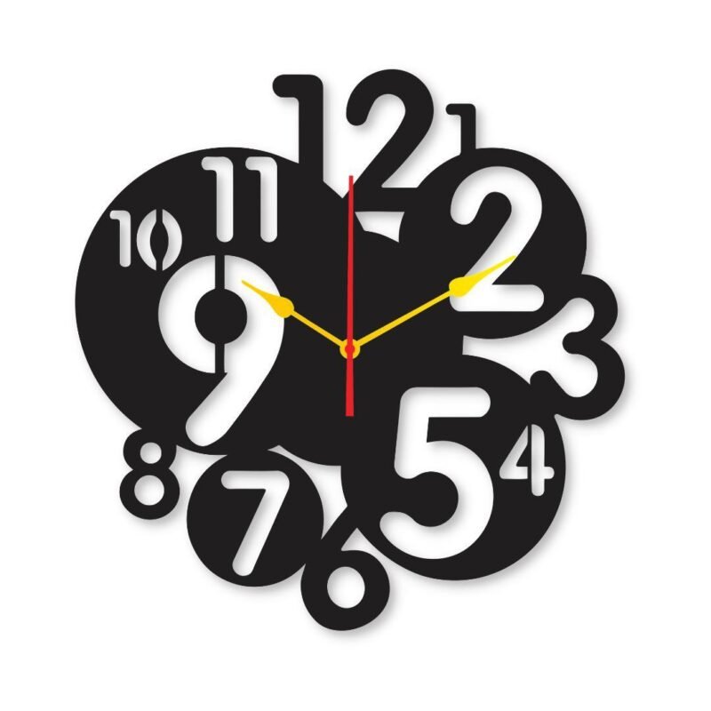 small to big digit  dial 12x12 Wall Clock I Wall clocks for bedroom I Quartz Watch DIY Design  black color - Image 2