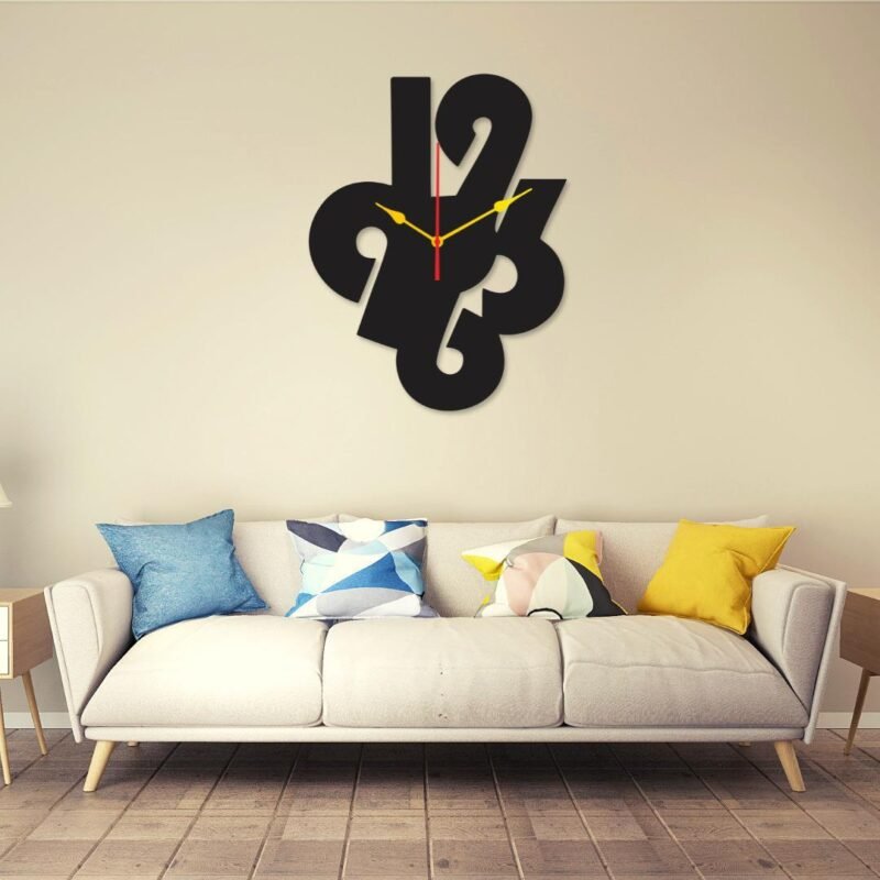 digit  dial 12x12 Wall Clock I Wall clocks for bedroom I Quartz Watch DIY Design  black color