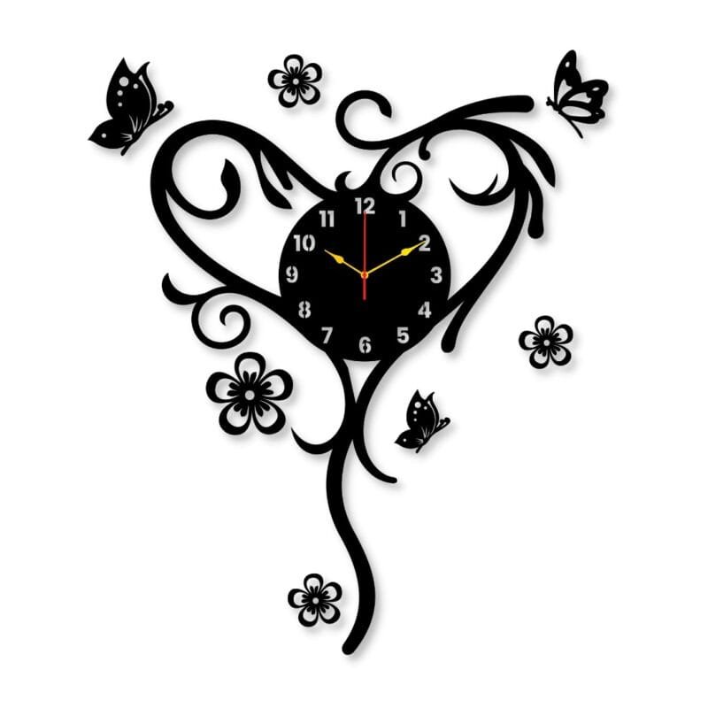 Heart butterfly new clock wall art Wall Art |  Wall Decor  Wall frame I Wall frame for bedroom I   black color - Image 2
