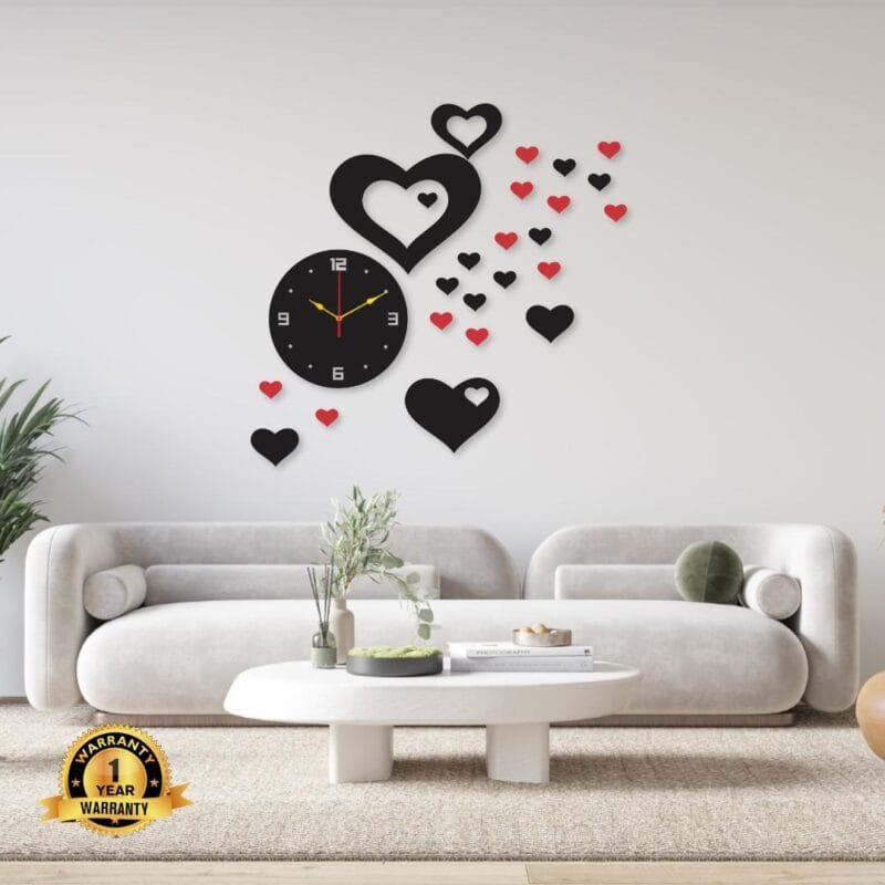 Red Heart clock  Wall Clock I Wall clocks for bedroom I Quartz Watch DIY Design - Image 3