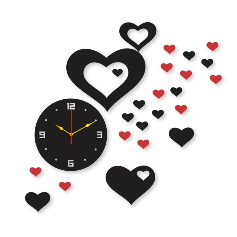Red Heart clock  Wall Clock I Wall clocks for bedroom I Quartz Watch DIY Design - Image 2