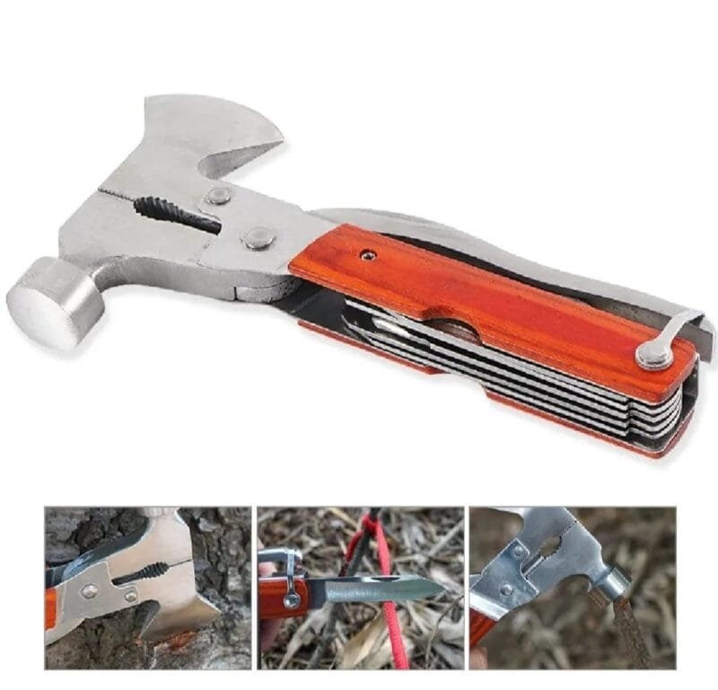 9 in 1 Stainless Steel Screwdriver Hatchet Axe Hammer Plier Pocket Hand Tool Portable Folding Outdoor Multi tool - Image 5