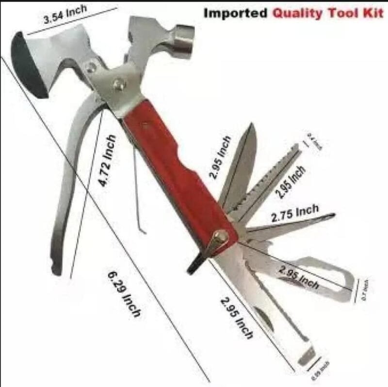 9 in 1 Stainless Steel Screwdriver Hatchet Axe Hammer Plier Pocket Hand Tool Portable Folding Outdoor Multi tool - Image 6