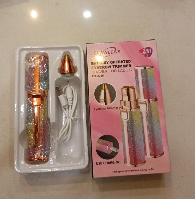 2 in 1 Rechargeable  blawless  Electric Facial Hair Remover Multi Attractive Color With USB Charging Cable And Cleaning Brush - Image 3