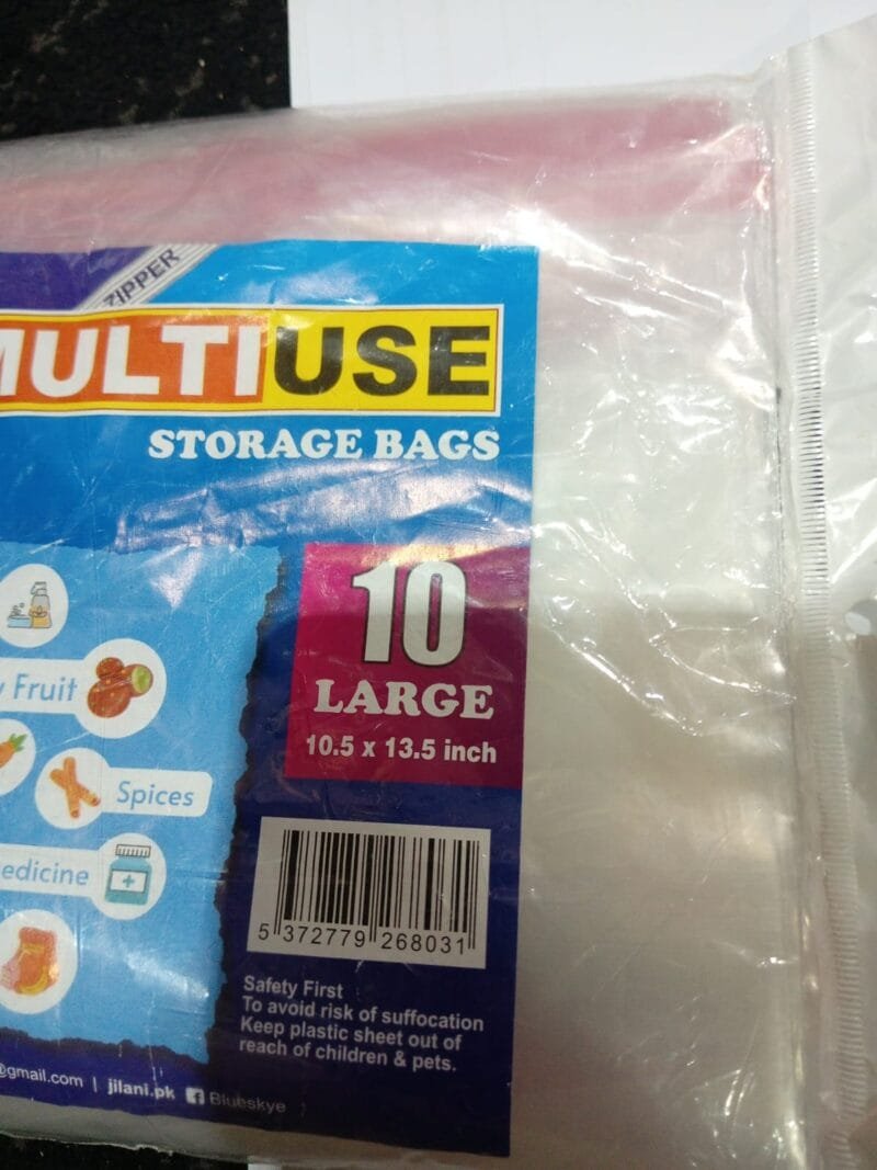 (NW00027) FOOD STORAGE PLASTIC BAG - SMART ZIP - GOOD QUALITY (10 pcs) - Image 3