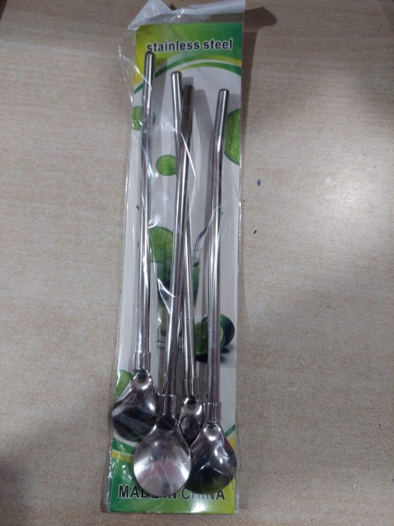 4 PCS SET Stainless Steel Spoon with Straw Reusable Spoon Cocktail Stirrers for Drinks Drinking Straw - Image 11