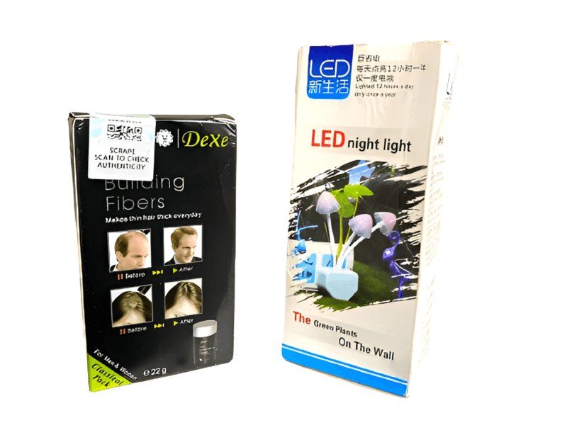 14 august deal pack of 2 - Black Hair Dexe Hair Building Fibers 22g & Mushroom Led Night Light