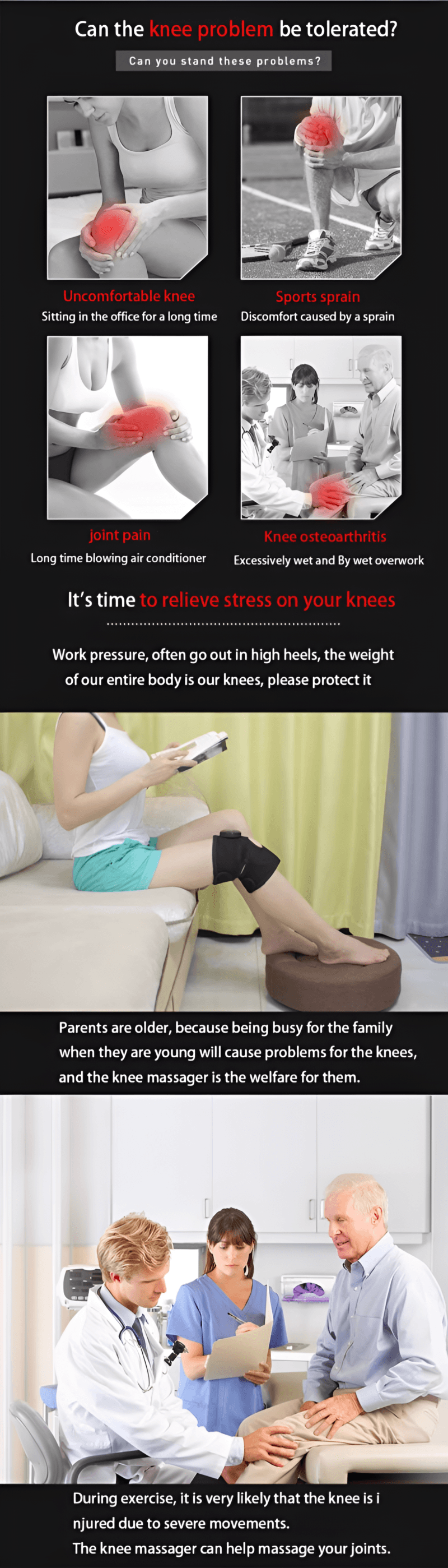 knee massager chargeable | Stress Relief Vibration Knee, Arm, Leg Massager Rechargeable Heating Pad, for Knee Pain Relief - Image 10