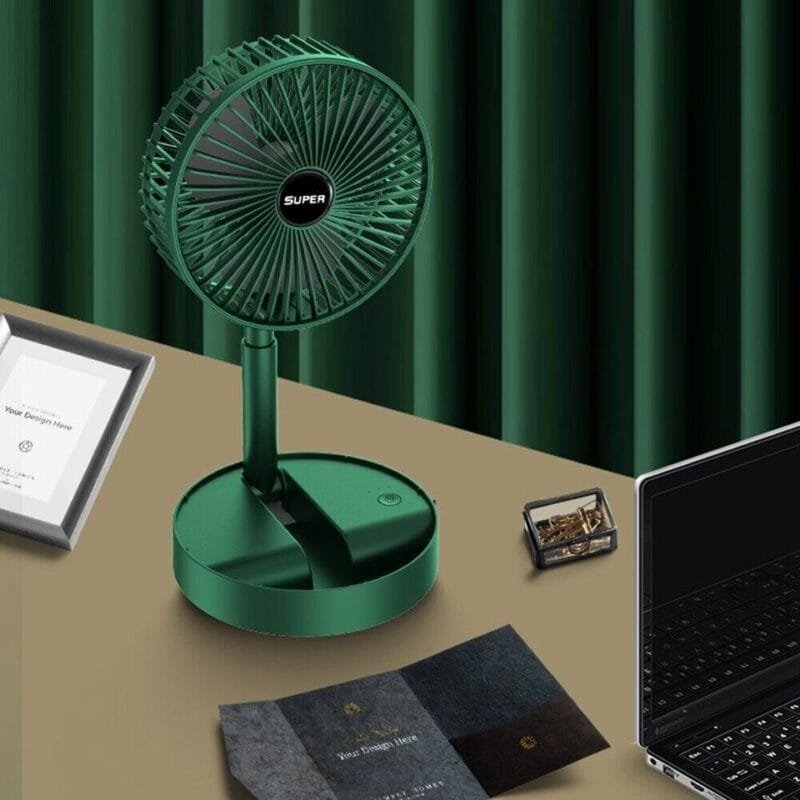 Portable Rechargeable Telescopic Folding Fan | USB Foldable | Table Desk Fan | Telescopic Design Floor | 3 Speeds Rechargeable, Foldable, Adjustable height Fan(random color )