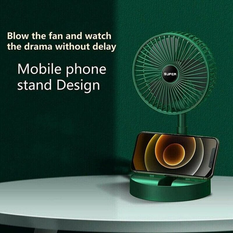 Portable Rechargeable Telescopic Folding Fan | USB Foldable | Table Desk Fan | Telescopic Design Floor | 3 Speeds Rechargeable, Foldable, Adjustable height Fan(random color ) - Image 14