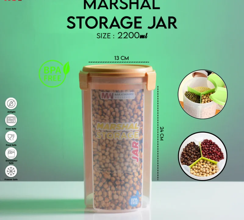 Marshal Storage Jar - 3 In 1 Jar - 3 Portion storage jar (2200 ml) (Random color) - Image 8