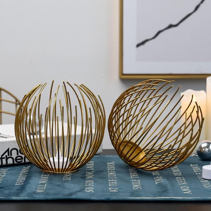 Metal Candle Holder | Iron Geometric Candle Stand For Home Decor - Image 3