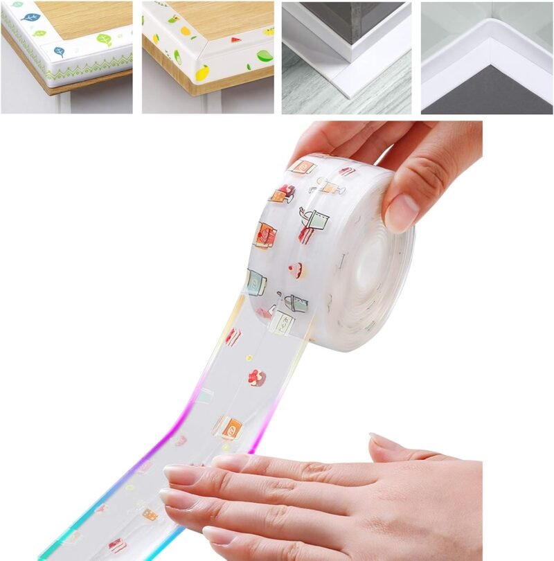 Self-Adhesive Tape Bathtub Kitchen Sink Sealing Tape Waterproof Anti-Mildew PVC Sealing Strip Sink, Toilet, Gas Stove and Wall Corner(random design )