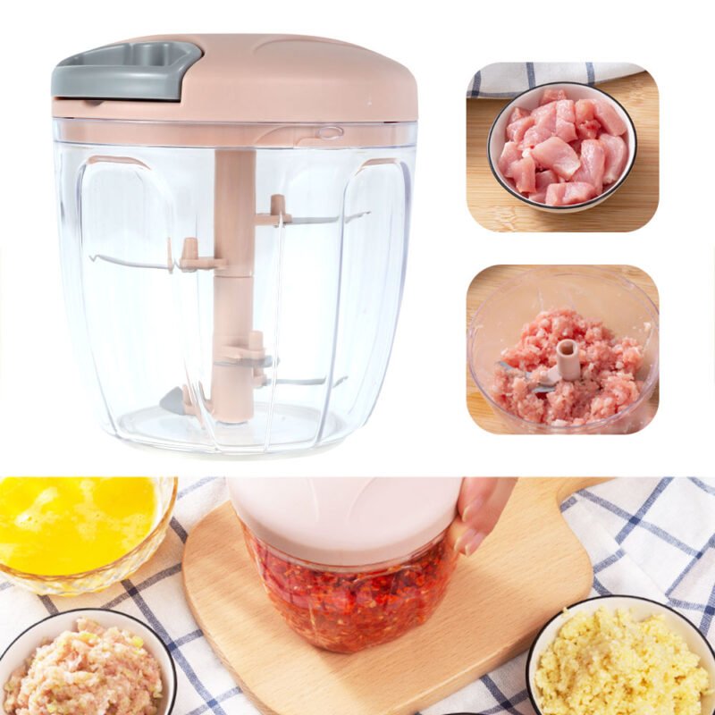 5 Blades Manual Vegetable Chopper Cutter Hand Pull Food Chopper (random color) - Image 9