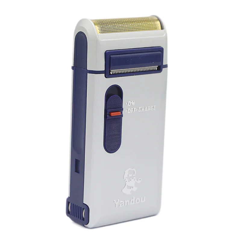 MEN CLEAN SHAVER MACHINE ELECTRIC SHAVER FOR MEN SILVER BLUE MEN CLEAN SHAVER MACHINE YANDOU FOIL SHAVER RECHARGABLE POCKET SIZE - Image 2