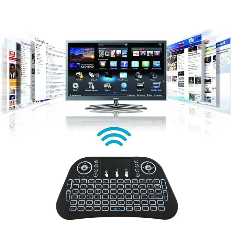 I10 Mini Wireless + Bluetooth 7 Color Backlit Light 2.4Ghz Air Mouse With Touchpad - Image 4