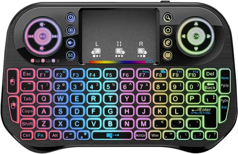 I10 Mini Wireless + Bluetooth 7 Color Backlit Light 2.4Ghz Air Mouse With Touchpad - Image 2
