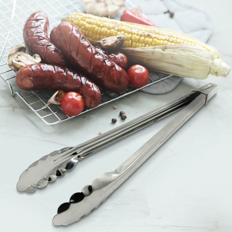 stainless steel BBQ tongs (chimta) | Kitchen Food Stainless Steel Tongs Tool Heat Bread Salad BBQ Baking Serving Utensil Bead Clip Clamp Meat BBQ Tools Buffet - Image 3