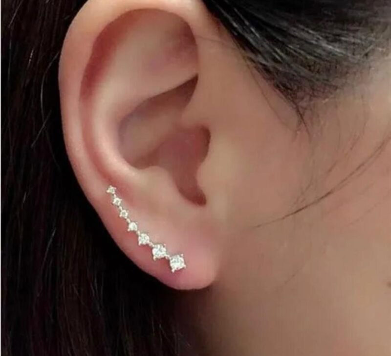 1 Pc's 7 Crystals Ear Cuffs Vines Climbers Wrap Pierced Pins Hook Earrings - Image 3