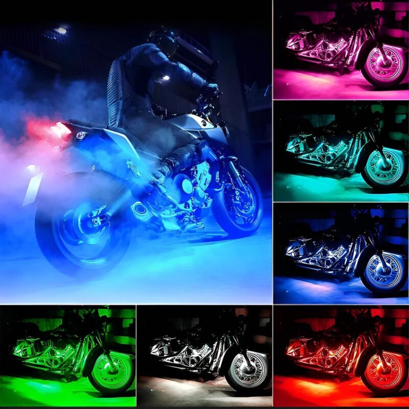 2Pcs RGB 17cm Silicon Flexible 9-LED Strip DRL Daytime Multicolor Light | SMD LED Fancy Light (RGB) For Car Bumper And Bikes - Image 2