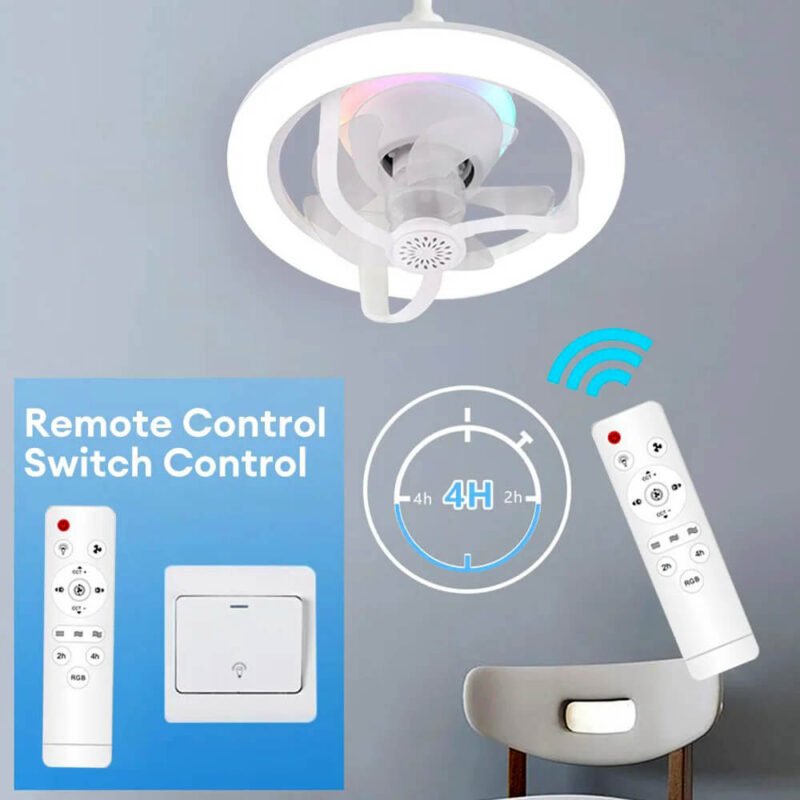 360? Rotating Socket Ceiling Fan with Light and Remote - Image 8