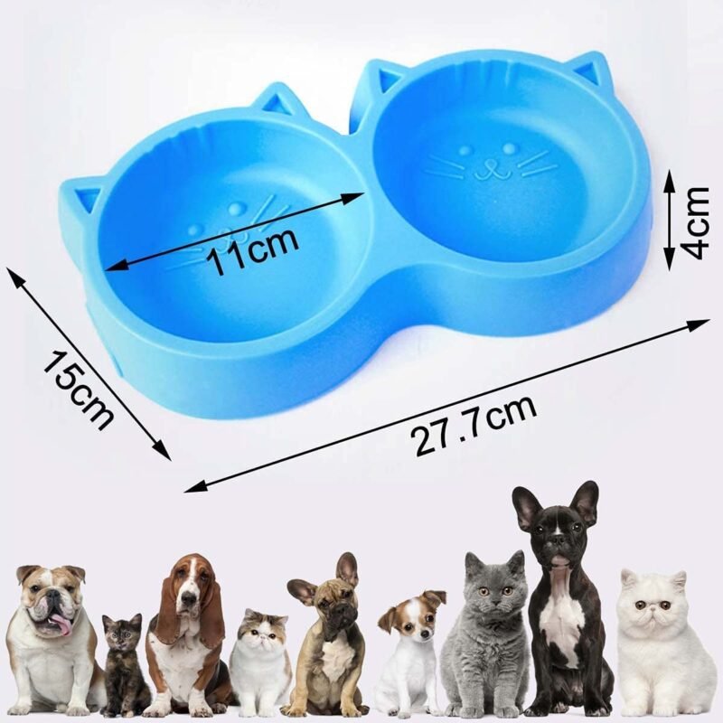Cat Shaped Double food bowl Pet Plastic food bowl (Random Color) - Image 7