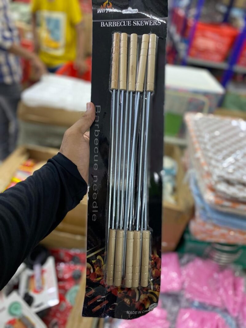 Barbecue Skewers Set - Stainless Steel Wood Handle Kabab stick BBQ Kabob Sticks pack of 10 - Image 3