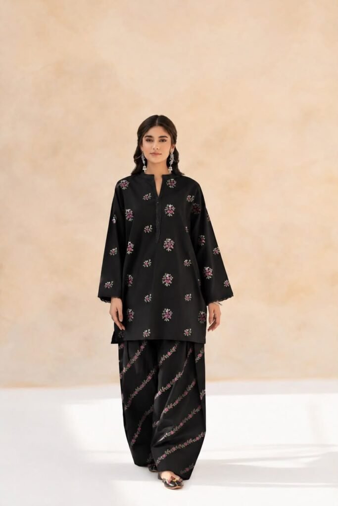 Women’s Maroon Embroidered 2-Piece Suit